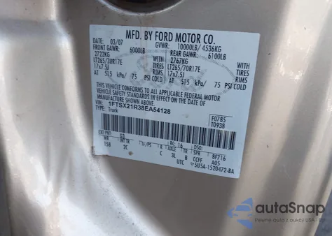 2008 Ford F-250 Fx4/Lariat/Xl/Xlt from USA, damaged, VIN 1FTSX21R38EA54128